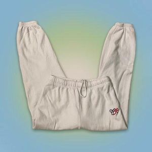 white tna cozyaf boyfriend sweatpants